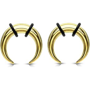 Pair 14g 1.6mm Gold Steel Ear Plugs Tunnels Tapers Pinchers Horseshoes Gauges Septum in Kuwait