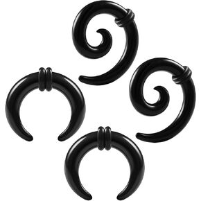 2 Pairs Acrylic Spiral Taper Expander Piercing Jewelry Ear Pincher O-Rings Stretching Earring Plugs Gauges