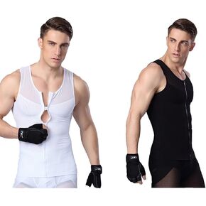 iYunyi Men's Slimming Body Shaper Tank Top Front Zipper Corset Vest in Kuwait