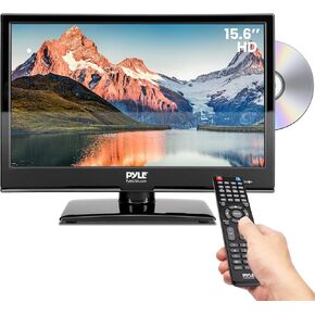 15.6 Inch 1080p LED RV Television - Slim Flat Screen Monitor FHD Small TV w/HDMI, RCA, Multimedia Disk/DVD Combo, 12/24 Volt Car Adapter, Wall Mount, Works w/Mac PC, Includes Remote Control in Kuwait