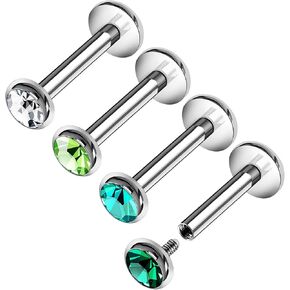 4PCS Steel Internally Labret Lip Rings 16g 1.2mm Crystal Ball Marilyn Monroe Earrings Piercing Jewelry Pick Size and Color in Saudi Arabia
