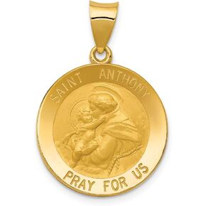 14k Yellow Gold Catholic Patron Saint Anthony Medal Pendant Charm - 27mm x 19mm in Saudi Arabia