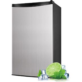 Compact refrigerator, Mini Fridge with Freezer, 3.2 Cu.Ft, Silence, 1 Door, stainless steel, Ideal Small Refrigerator for Bedroom, Office, Dorm, RV - MVSFR321, Sliver in Kuwait