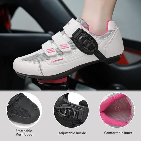 Kyedoo Womens Cycling Shoes Compatible with Peloton Bike | Clip-in Bike, Ladies Indoor Outdoor Cycling, Road Bike Riding Biking Shoes, Pre-Installed Delta Cleats in Saudi Arabia