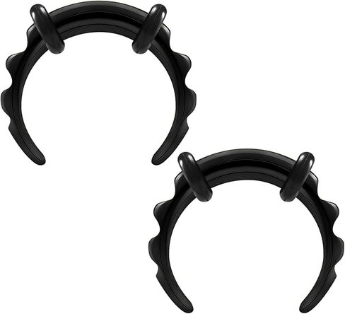 مقاييس كبيرة زوج من الأسود بأكسيد تفتق الحاجز المزدوج O-خواتم ثقب المجوهرات الأذن نقالة المقابس اللحم القرط الفص in Kuwait