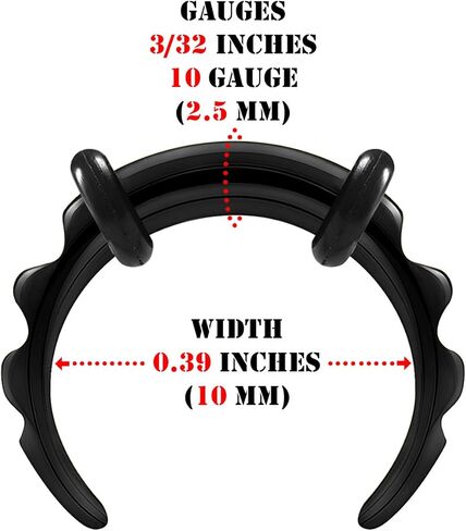 مقاييس كبيرة زوج من الأسود بأكسيد تفتق الحاجز المزدوج O-خواتم ثقب المجوهرات الأذن نقالة المقابس اللحم القرط الفص in Kuwait