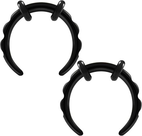 مقاييس كبيرة زوج من الأسود بأكسيد تفتق الحاجز المزدوج O-خواتم ثقب المجوهرات الأذن نقالة المقابس اللحم القرط الفص in Kuwait