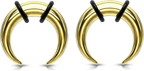 Pair 14g 1.6mm Gold Steel Ear Plugs Tunnels Tapers Pinchers Horseshoes Gauges Septum in Saudi Arabia