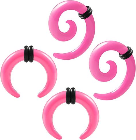 2 Pairs Acrylic Spiral Taper Expander Piercing Jewelry Ear Pincher O-Rings Stretching Earring Plugs Gauges in Saudi Arabia