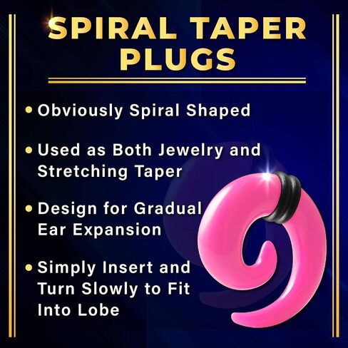 2 Pairs Acrylic Spiral Taper Expander Piercing Jewelry Ear Pincher O-Rings Stretching Earring Plugs Gauges in Saudi Arabia