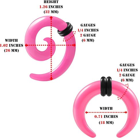 2 Pairs Acrylic Spiral Taper Expander Piercing Jewelry Ear Pincher O-Rings Stretching Earring Plugs Gauges in Saudi Arabia