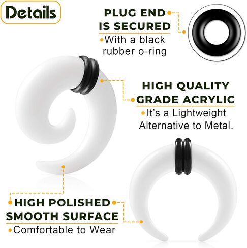 2 Pairs Acrylic Spiral Taper Expander Piercing Jewelry Ear Pincher O-Rings Stretching Earring Plugs Gauges in Saudi Arabia