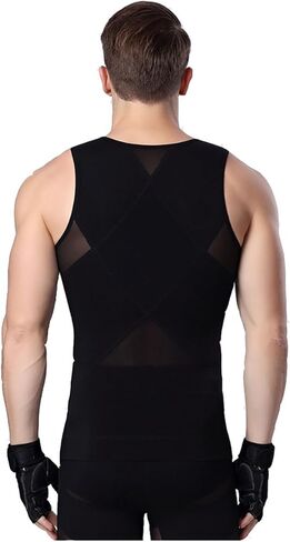 iYunyi Men's Slimming Body Shaper Tank Top Front Zipper Corset Vest in Kuwait