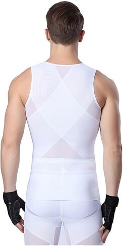 iYunyi Men's Slimming Body Shaper Tank Top Front Zipper Corset Vest in Kuwait