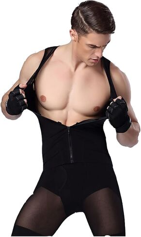 iYunyi Men's Slimming Body Shaper Tank Top Front Zipper Corset Vest in Kuwait