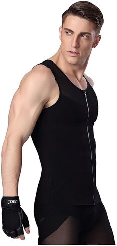 iYunyi Men's Slimming Body Shaper Tank Top Front Zipper Corset Vest in Kuwait