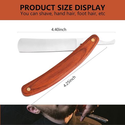 OXYEFEI Straight Edge Razor, Personalized Men's Wooden Straight Edge Razor Stainless Steel Straight Edge Blade Retro Wooden Handle, A Gift For Father For Haircut Razor (Red) in Kuwait