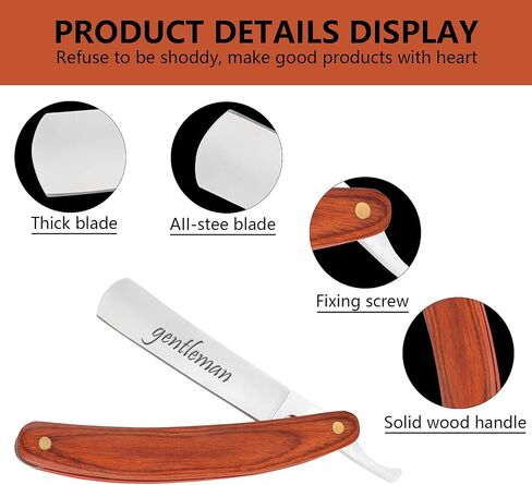 OXYEFEI Straight Edge Razor, Personalized Men's Wooden Straight Edge Razor Stainless Steel Straight Edge Blade Retro Wooden Handle, A Gift For Father For Haircut Razor (Red) in Kuwait