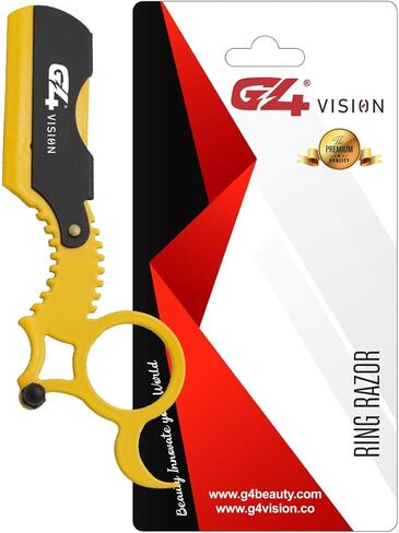 G4 Universal Replaceable Half Blade Straight Razor with 100 Blades, Professional Single Ring Barber Single Edge Shave Razor (Yellow) in Kuwait