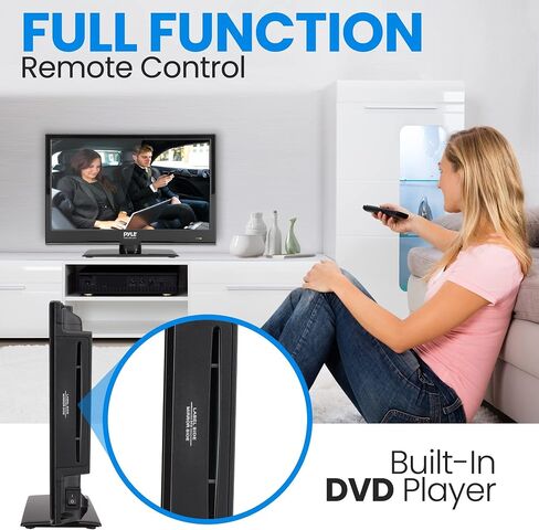 15.6 Inch 1080p LED RV Television - Slim Flat Screen Monitor FHD Small TV w/HDMI, RCA, Multimedia Disk/DVD Combo, 12/24 Volt Car Adapter, Wall Mount, Works w/Mac PC, Includes Remote Control in Saudi Arabia
