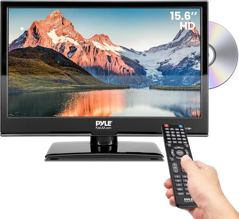 15.6 Inch 1080p LED RV Television - Slim Flat Screen Monitor FHD Small TV w/HDMI, RCA, Multimedia Disk/DVD Combo, 12/24 Volt Car Adapter, Wall Mount, Works w/Mac PC, Includes Remote Control in Saudi Arabia