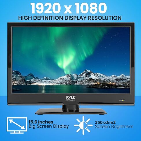 15.6 Inch 1080p LED RV Television - Slim Flat Screen Monitor FHD Small TV w/HDMI, RCA, Multimedia Disk/DVD Combo, 12/24 Volt Car Adapter, Wall Mount, Works w/Mac PC, Includes Remote Control in Saudi Arabia