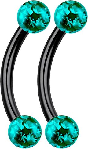 bodyjewellery 2pcs 16g Curved Barbell Eyebrow Ring Bar Stud Tragus Cartilage Lip Helix Conch Earrings Black Titanium G23 Labret B2ICK in Kuwait