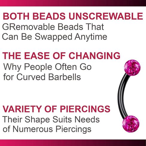 bodyjewellery 2pcs 16g Curved Barbell Eyebrow Ring Bar Stud Tragus Cartilage Lip Helix Conch Earrings Black Titanium G23 Labret B2ICK in Kuwait