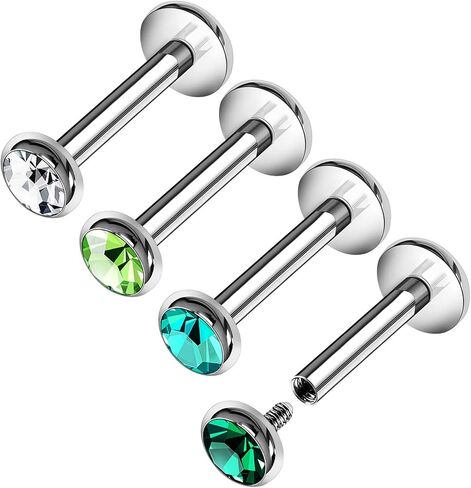 4PCS Steel Internally Labret Lip Rings 16g 1.2mm Crystal Ball Marilyn Monroe Earrings Piercing Jewelry Pick Size and Color in Kuwait