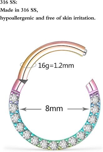 Kadogohno خواتم الحاجز مجوهرات Daith ثقب المجوهرات الحاجز الدائري الحاجز مجوهرات 16 جرام الحاجز 16 جرام الحاجز الدائري الحاجز خواتم 16 جرام Daith أقراط الحاجز الفرس حلقة الحاجز الصغيرة 16 جرام الحاجز المجوهرات in Kuwait