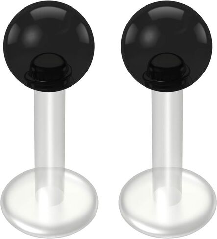 2pc Labret 14g Studs Flexible Bioplast Clear Plastic Bioflex Lip Monroe Piercing Jewelry in Kuwait