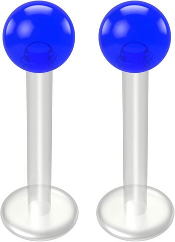 2pc Labret 14g Studs Flexible Bioplast Clear Plastic Bioflex Lip Monroe Piercing Jewelry in Kuwait