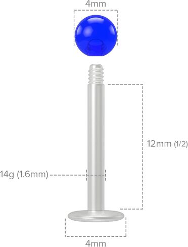 2pc Labret 14g Studs Flexible Bioplast Clear Plastic Bioflex Lip Monroe Piercing Jewelry in Kuwait