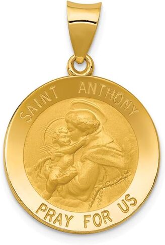 14k Yellow Gold Catholic Patron Saint Anthony Medal Pendant Charm - 27mm x 19mm in Saudi Arabia