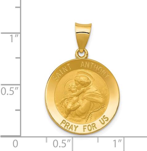 14k Yellow Gold Catholic Patron Saint Anthony Medal Pendant Charm - 27mm x 19mm in Saudi Arabia