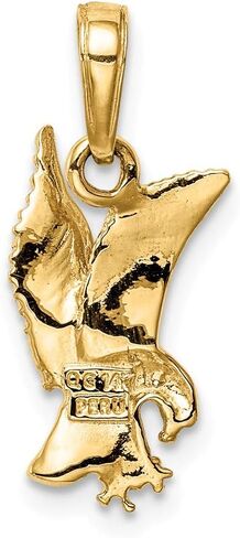 Solid 14k Yellow Gold Men's Eagle Landing Pendant Charm - 19mm x 9mm in Saudi Arabia