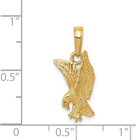 Solid 14k Yellow Gold Men's Eagle Landing Pendant Charm - 19mm x 9mm in Saudi Arabia