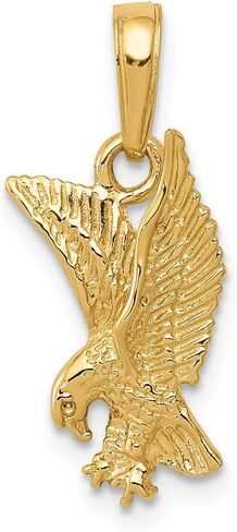Solid 14k Yellow Gold Men's Eagle Landing Pendant Charm - 19mm x 9mm in Saudi Arabia