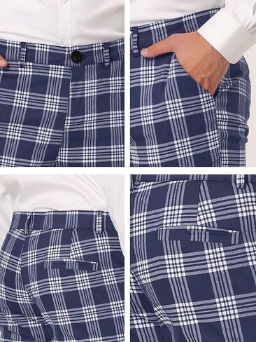 Lars Amadeus Men's Plaid Dress Pants Casual Slim Fit Flat Front Skinny Business Checked Plaid Pants in Saudi Arabia