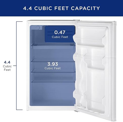 GE Mini Fridge With Freezer | 4.4 Cubic Ft. | Single-Door Design With Glass Shelves, In-Door Can Rack & Small Freezer | Small Refrigerator Perfect for the Garage, Dorm Room, or Bedroom | Clean Steel in Saudi Arabia