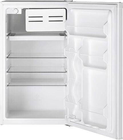 GE Mini Fridge With Freezer | 4.4 Cubic Ft. | Single-Door Design With Glass Shelves, In-Door Can Rack & Small Freezer | Small Refrigerator Perfect for the Garage, Dorm Room, or Bedroom | Clean Steel in Saudi Arabia