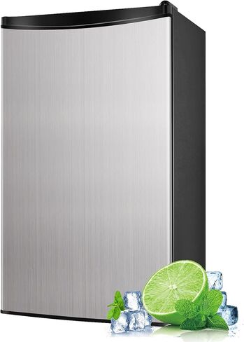 Compact refrigerator, Mini Fridge with Freezer, 3.2 Cu.Ft, Silence, 1 Door, stainless steel, Ideal Small Refrigerator for Bedroom, Office, Dorm, RV - MVSFR321, Sliver in Kuwait