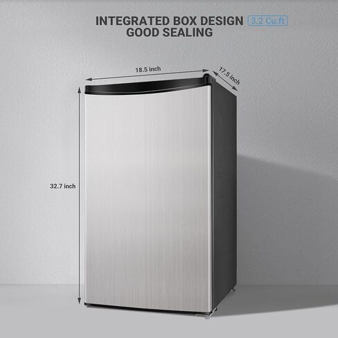 Compact refrigerator, Mini Fridge with Freezer, 3.2 Cu.Ft, Silence, 1 Door, stainless steel, Ideal Small Refrigerator for Bedroom, Office, Dorm, RV - MVSFR321, Sliver in Kuwait
