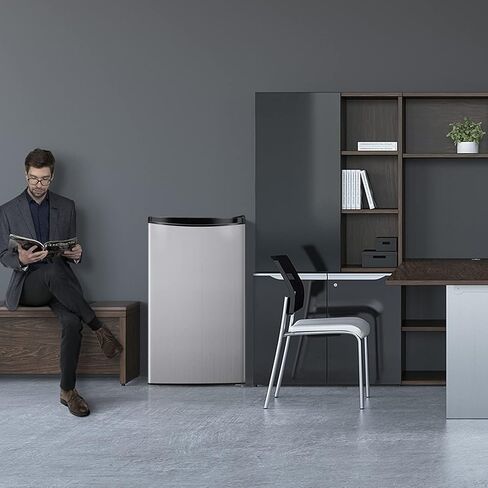 Compact refrigerator, Mini Fridge with Freezer, 3.2 Cu.Ft, Silence, 1 Door, stainless steel, Ideal Small Refrigerator for Bedroom, Office, Dorm, RV - MVSFR321, Sliver in Kuwait