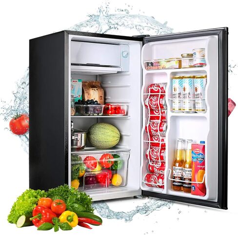 Compact refrigerator, Mini Fridge with Freezer, 3.2 Cu.Ft, Silence, 1 Door, stainless steel, Ideal Small Refrigerator for Bedroom, Office, Dorm, RV - MVSFR321, Sliver in Kuwait
