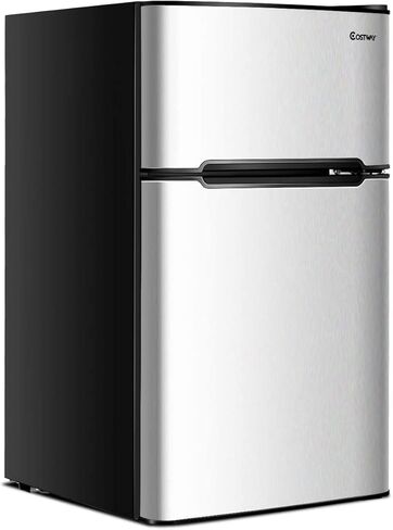 ARLIME Compact Refrigerator, 3.2 cu ft. Unit 2-Door Mini Freezer Cooler Fridge with Reversible Door, Removable Glass Shelves, Mechanical Control, Recessed Handle for Dorm, Office, Apartment (Grey) in Saudi Arabia