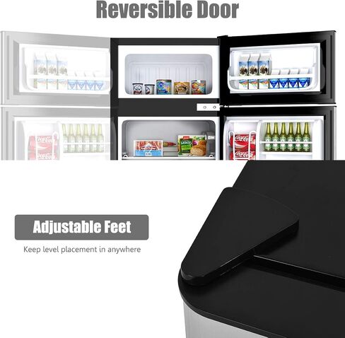 ARLIME Compact Refrigerator, 3.2 cu ft. Unit 2-Door Mini Freezer Cooler Fridge with Reversible Door, Removable Glass Shelves, Mechanical Control, Recessed Handle for Dorm, Office, Apartment (Grey) in Saudi Arabia