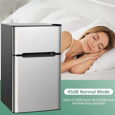 ARLIME Compact Refrigerator, 3.2 cu ft. Unit 2-Door Mini Freezer Cooler Fridge with Reversible Door, Removable Glass Shelves, Mechanical Control, Recessed Handle for Dorm, Office, Apartment (Grey) in Saudi Arabia