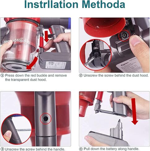 DOWEOR Dyson v6 استبدال البطارية 21.6 فولت 4000 مللي أمبير متوافق مع V6 مطلق الحيوان المطلق موتورهيد سليم SV03 SV04 SV05 SV06 SV07 SV09 DC58 DC59 DC61 DC62 DC72 DC74 مكنسة كهربائية محمولة in Kuwait