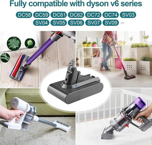 DOWEOR Dyson v6 استبدال البطارية 21.6 فولت 4000 مللي أمبير متوافق مع V6 مطلق الحيوان المطلق موتورهيد سليم SV03 SV04 SV05 SV06 SV07 SV09 DC58 DC59 DC61 DC62 DC72 DC74 مكنسة كهربائية محمولة in Kuwait